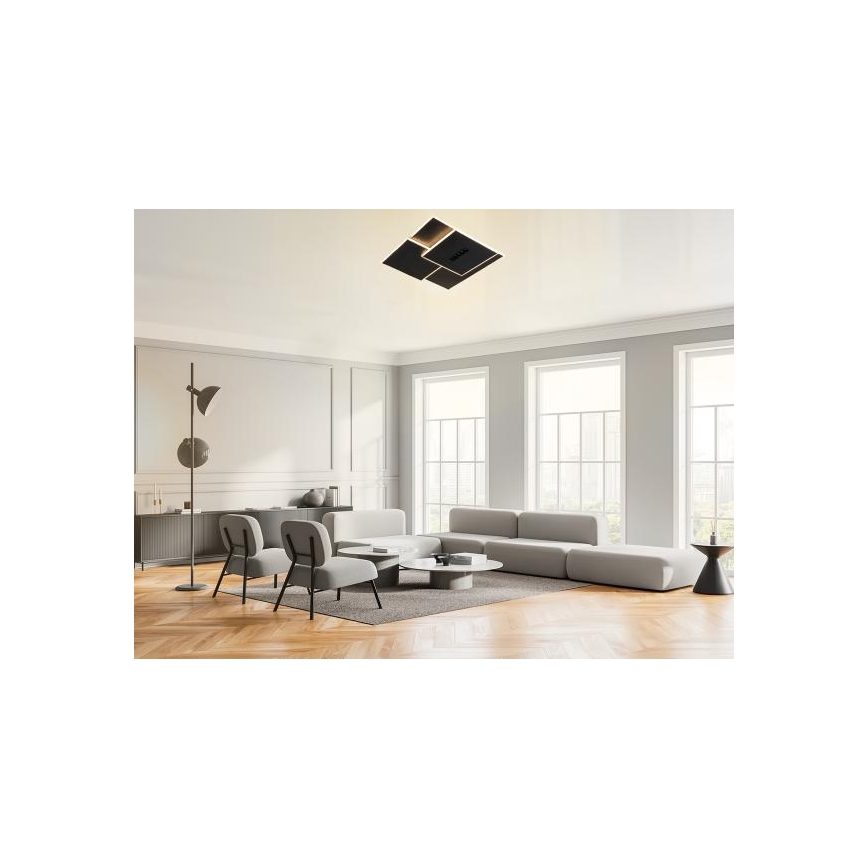 LED Prigušiva plafonjera LED/95W/230V 3000-6500K crno + Daljinski upravljač