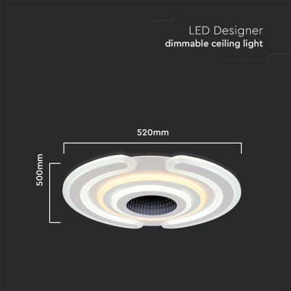 LED Prigušiva plafonjera LED/95W/230V 3000-6500K + Daljinski upravljač