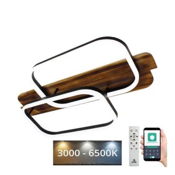 LED Prigušiva plafonjera LED/95W/230V 3000-6500K hrast + Daljinski upravljač