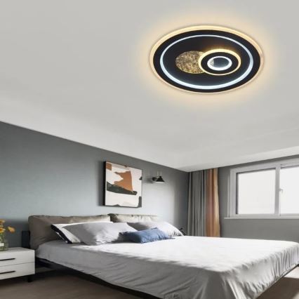 LED Prigušiva plafonjera LED/95W/230V 3000-6500K crno + Daljinski upravljač