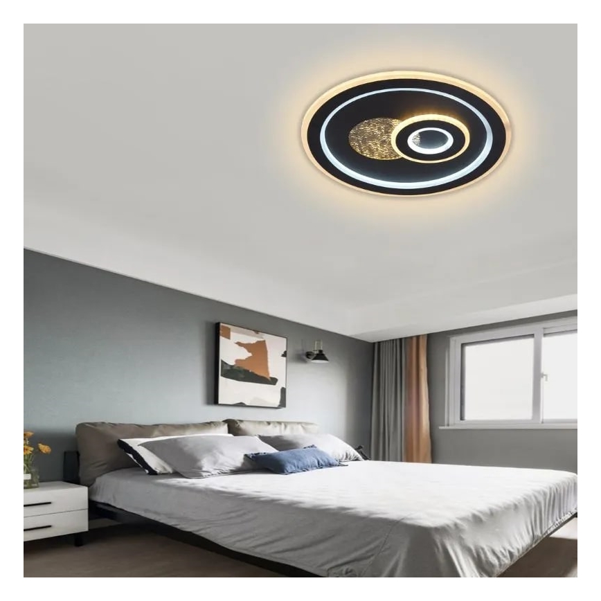 LED Prigušiva plafonjera LED/95W/230V 3000-6500K crno + Daljinski upravljač