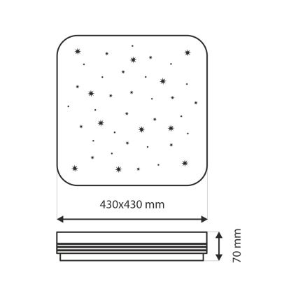 LED Prigušiva plafonjera MANA LED/36W/230V 2700-6500K 43x43 cm + Daljinski upravljač
