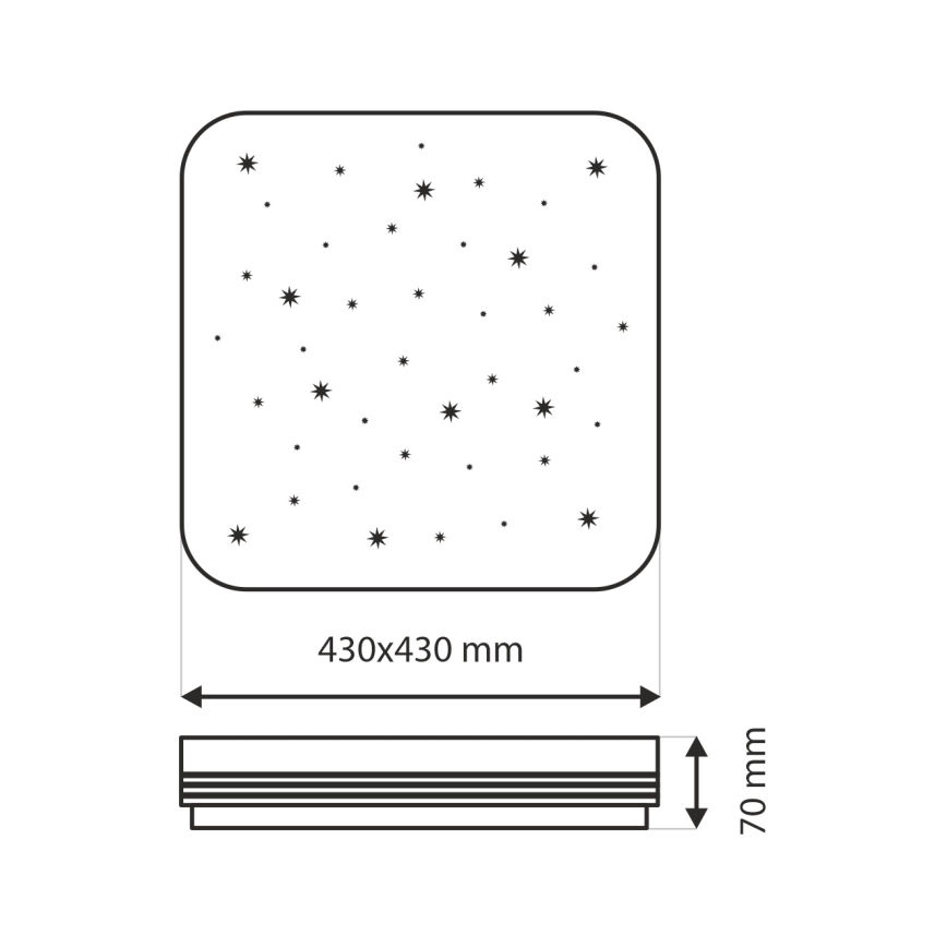 LED Prigušiva plafonjera MANA LED/36W/230V 2700-6500K 43x43 cm + Daljinski upravljač