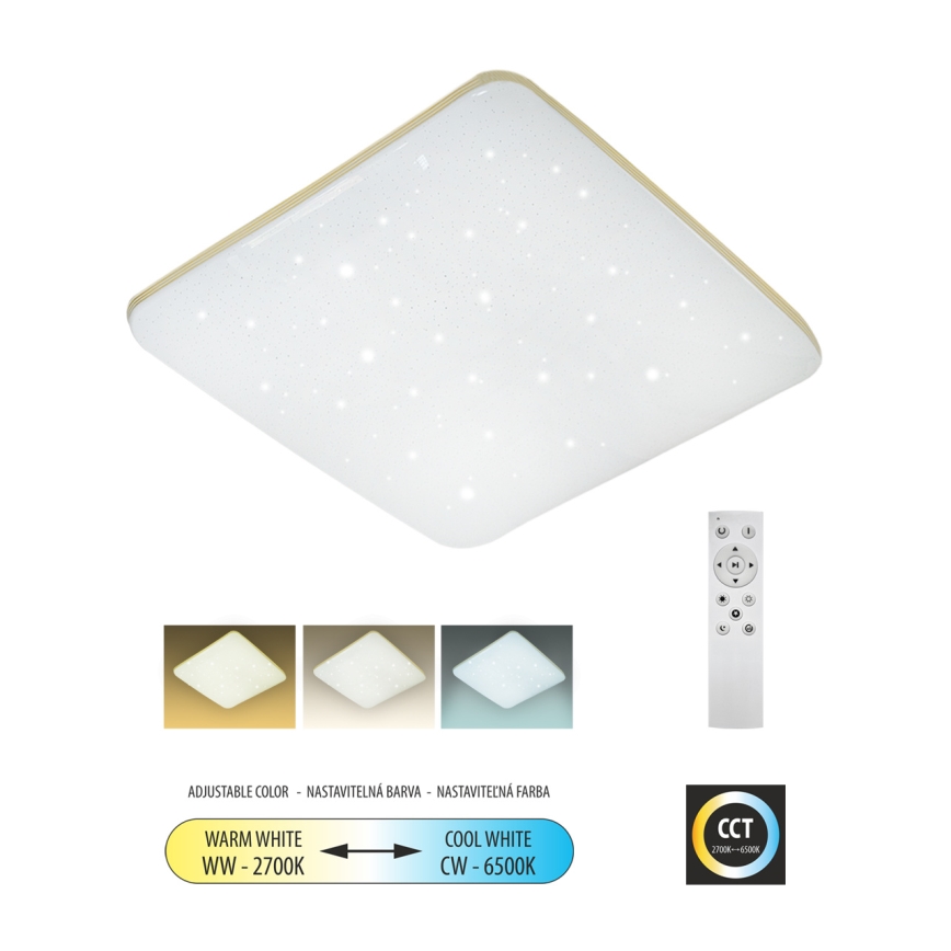 LED Prigušiva plafonjera MANA LED/60W/230V 2700-6500K 53x53 cm + Daljinski upravljač
