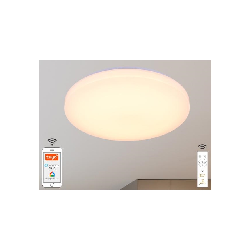 LED Prigušiva plafonjera OPAL LED/48W/230V 2700-6500K Wi-Fi Tuya bela + Daljinski upravljač