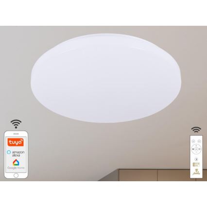 LED Prigušiva plafonjera OPAL LED/48W/230V 2700-6500K Wi-Fi Tuya bela + Daljinski upravljač