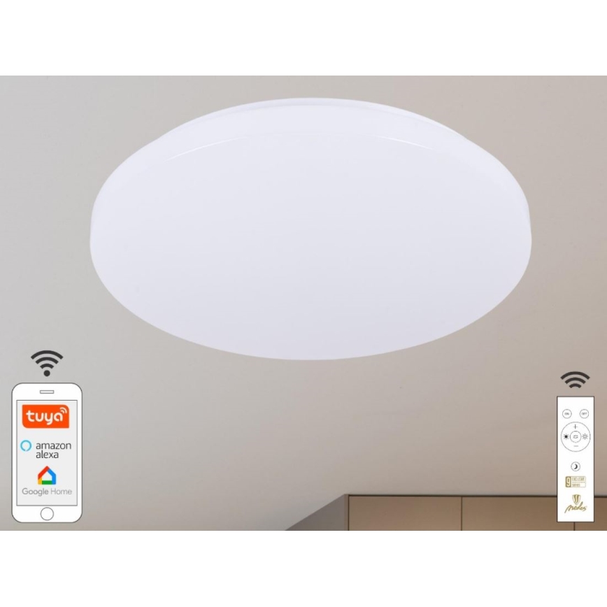 LED Prigušiva plafonjera OPAL LED/48W/230V 2700-6500K Wi-Fi Tuya bela + Daljinski upravljač