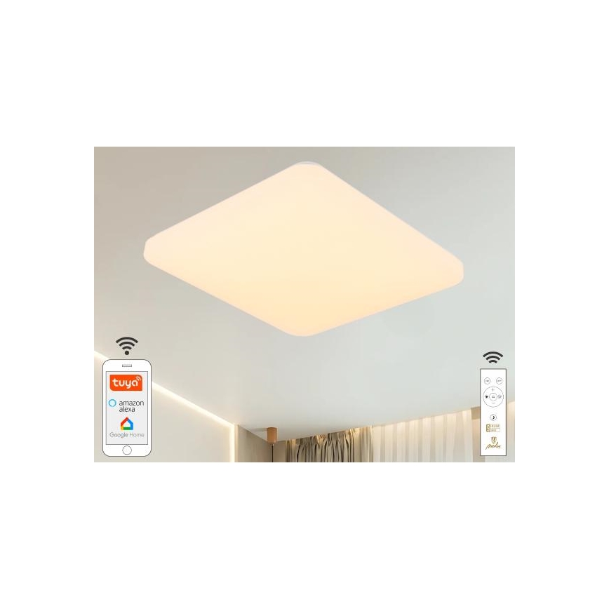 LED Prigušiva plafonjera OPAL LED/48W/230V 2700-6500K Wi-Fi Tuya bela + Daljinski upravljač