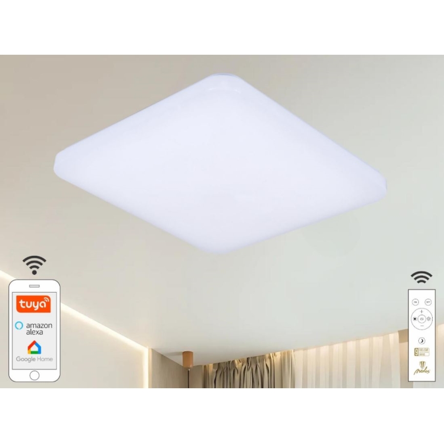 LED Prigušiva plafonjera OPAL LED/48W/230V 2700-6500K Wi-Fi Tuya bela + Daljinski upravljač