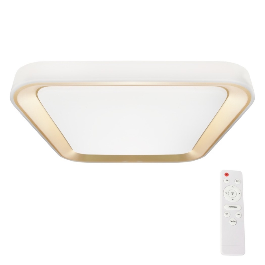 LED Prigušiva plafonjera QUADRO LED/38W/230V 3000-6000K bela/zlatna + Daljinski upravljač