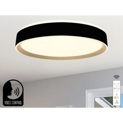 LED Prigušiva plafonjera sa glasovnim upravljanjem OPAL LED/48W/230V 2700-6500K crno + Daljinski upravljač