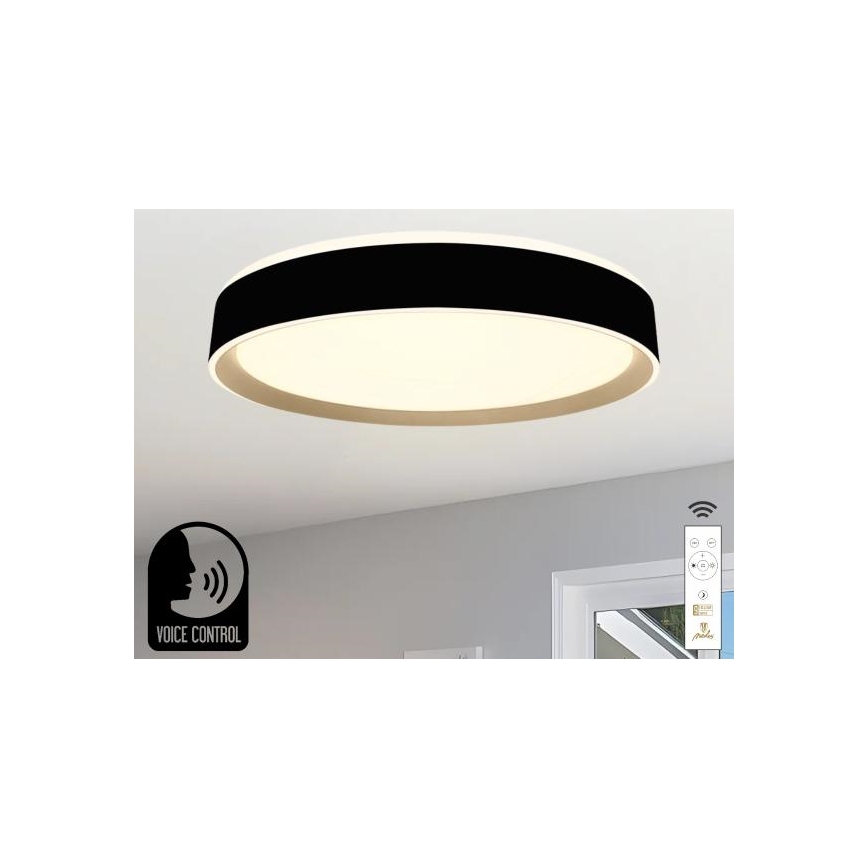 LED Prigušiva plafonjera sa glasovnim upravljanjem OPAL LED/48W/230V 2700-6500K crno + Daljinski upravljač