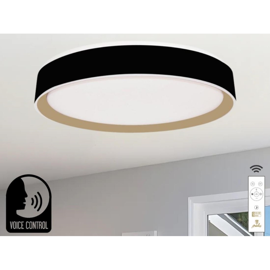 LED Prigušiva plafonjera sa glasovnim upravljanjem OPAL LED/48W/230V 2700-6500K crno + Daljinski upravljač