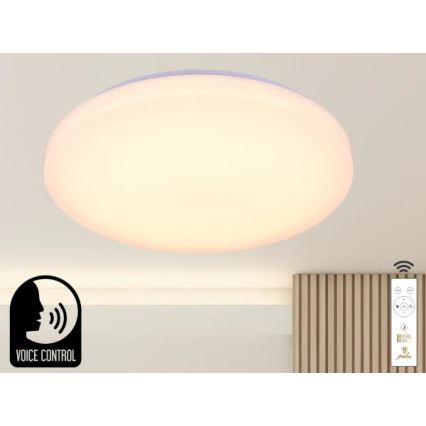 LED Prigušiva plafonjera sa glasovnim upravljanjem OPAL LED/48W/230V 2700-6500K bela + Daljinski upravljač