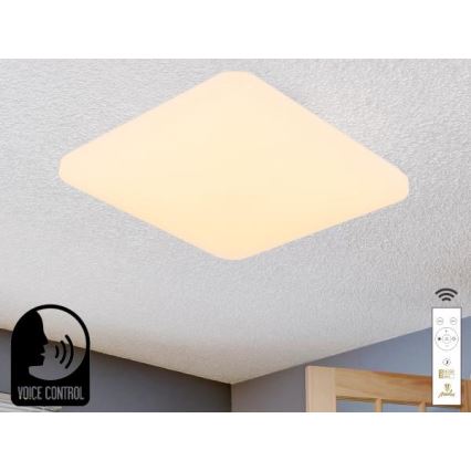 LED Prigušiva plafonjera sa glasovnim upravljanjem OPAL LED/48W/230V 2700-6500K bela + Daljinski upravljač