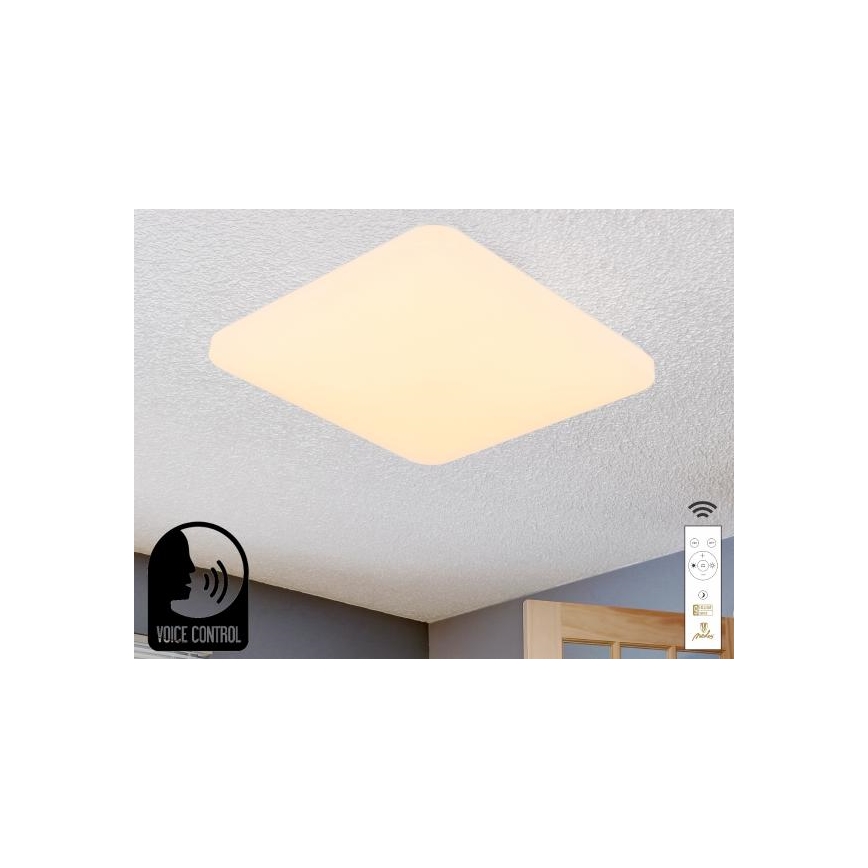 LED Prigušiva plafonjera sa glasovnim upravljanjem OPAL LED/48W/230V 2700-6500K bela + Daljinski upravljač