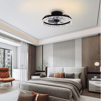 LED Prigušiva plafonjera sa ventilatorom LED/35W/230V 3000-6500K crno + Daljinski upravljač