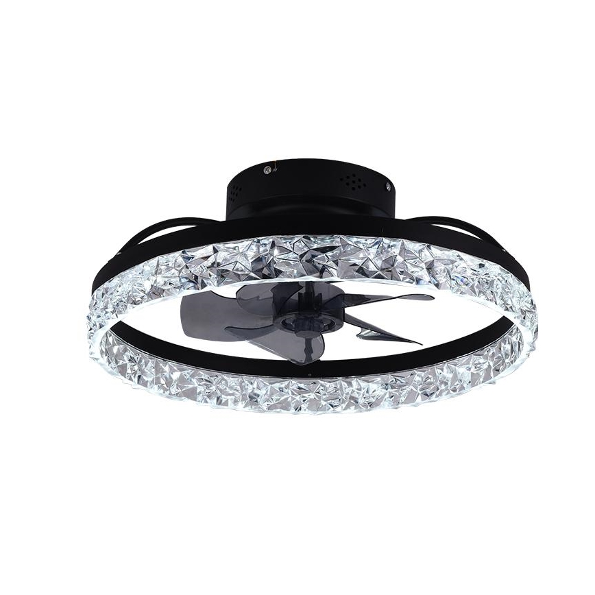 LED Prigušiva plafonjera sa ventilatorom LED/35W/230V 3000-6500K crno + Daljinski upravljač