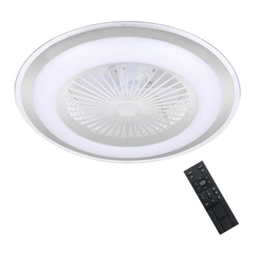LED Prigušiva plafonjera sa ventilatorom ZONDA LED/48W/230V 3000-6000K srebrno + Daljinski upravljač