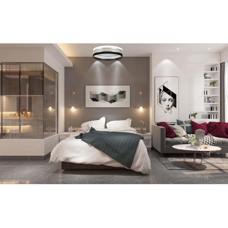 LED Prigušiva plafonjera SMART CORAL GOLD LED/24W/230V crno/bela + Daljinski upravljač