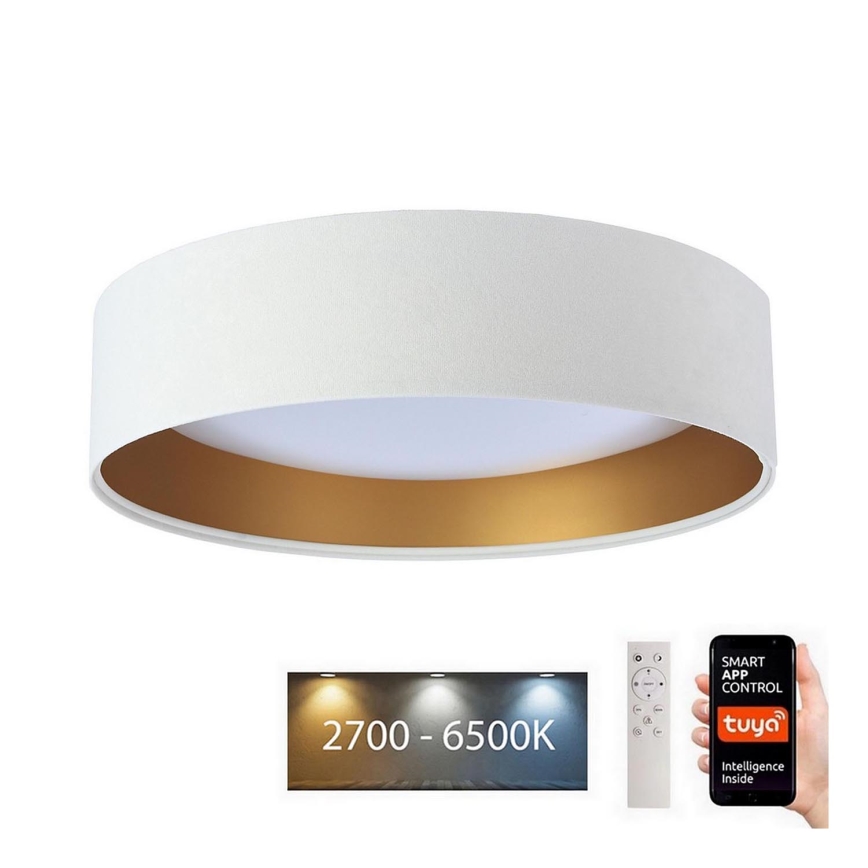 LED Prigušiva plafonjera SMART GALAXY LED/24W/230V pr. 45 cm 2700-6500K Wi-Fi Tuya bela/zlatna + Daljinski upravljač
