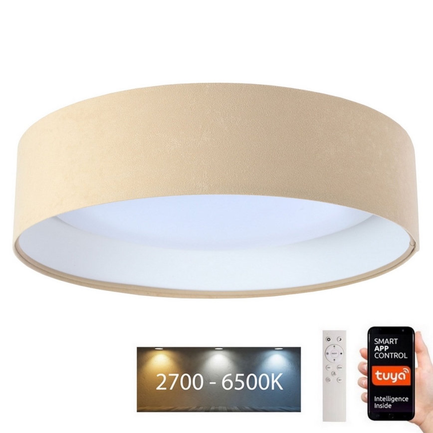 LED Prigušiva plafonjera SMART GALAXY LED/36W/230V pr. 55 cm 2700-6500K Wi-Fi Tuya bež/bela + Daljinski upravljač
