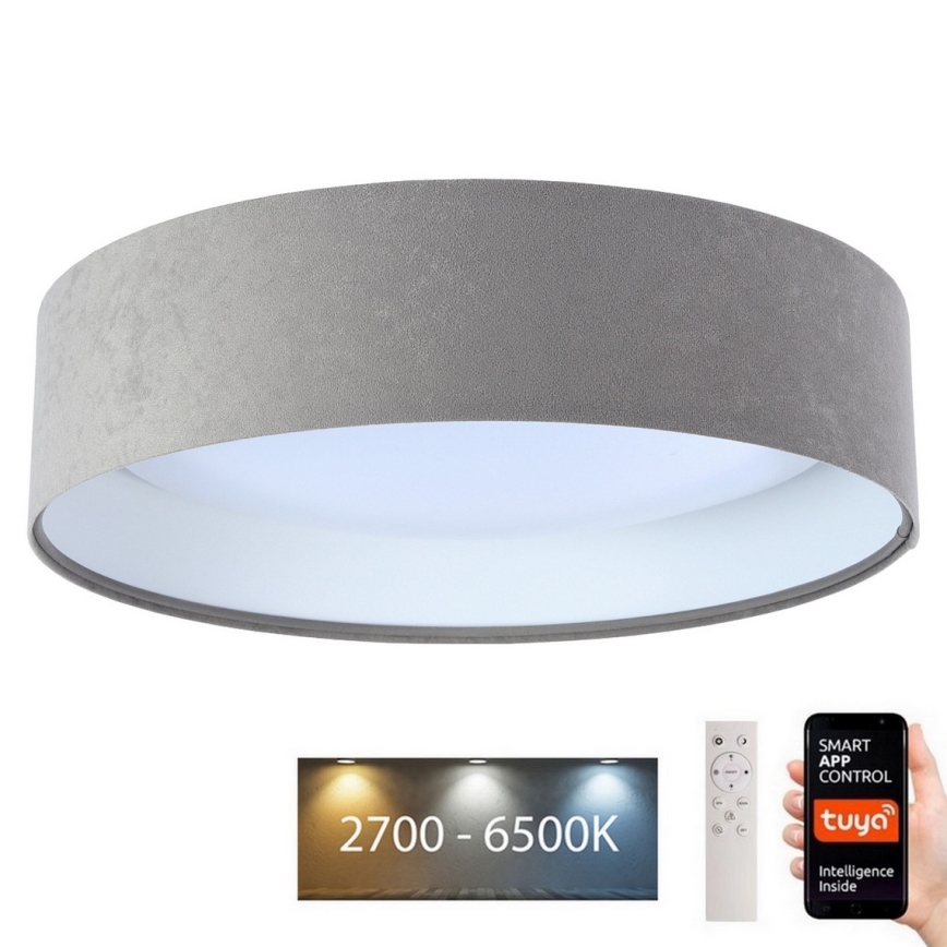 LED Prigušiva plafonjera SMART GALAXY LED/36W/230V pr. 55 cm 2700-6500K Wi-Fi Tuya sivo/bela + Daljinski upravljač