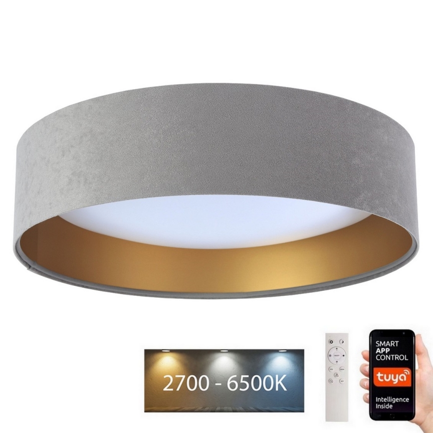 LED Prigušiva plafonjera SMART GALAXY LED/36W/230V pr. 55 cm 2700-6500K Wi-Fi Tuya sivo/zlatna + Daljinski upravljač