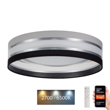 LED prigušiva plafonska svetiljka SMART CORAL LED/24W/230V Wi-Fi Tuya crna/siva + daljinski upravljač