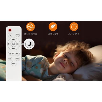 LED prigušiva stropna svetiljka LED/50W/230V 3000-6500K prečnik 50 cm crna + daljinski upravljač