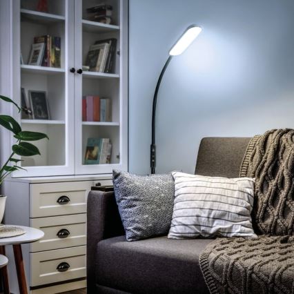 LED Prigušiva podna lampa TEILO LED/10W/230V 3000/4000/6500K crno + Daljinski upravljač