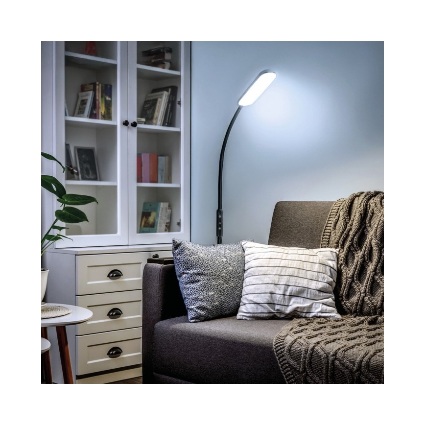 LED Prigušiva podna lampa TEILO LED/10W/230V 3000/4000/6500K crno + Daljinski upravljač