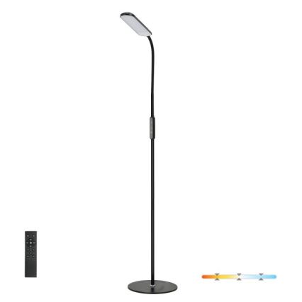 LED Prigušiva podna lampa TEILO LED/10W/230V 3000/4000/6500K crno + Daljinski upravljač