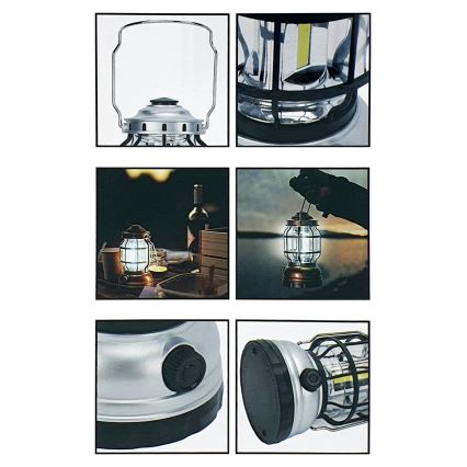 LED Prigušiva prenosna kampovanje lampa 3xLED/3W/3xAA IPX4 crno