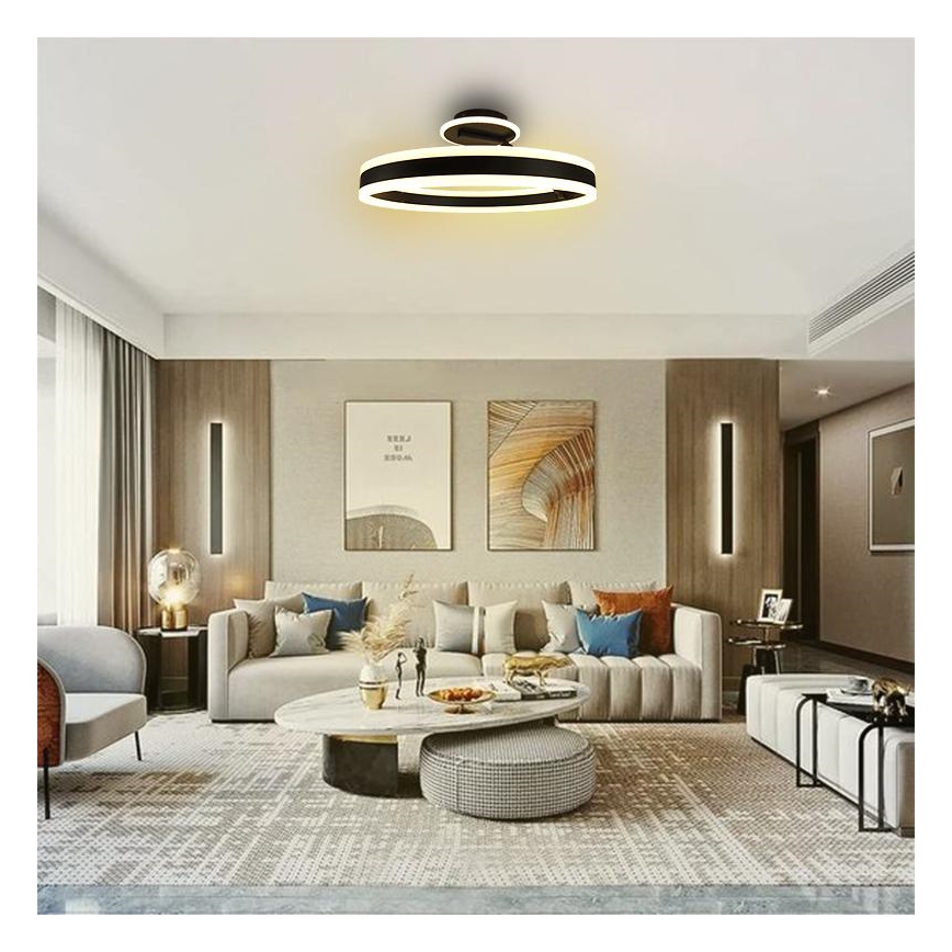 LED prigušiva prislonjena plafonska lampa LED/86W/230V 3000-6500K crna + daljinski upravljač