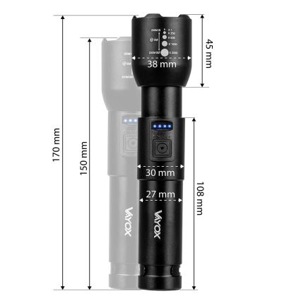 LED Prigušiva punjiva baterijska lampa LED/20W/5V IPX4 800 Im 2000 mAh