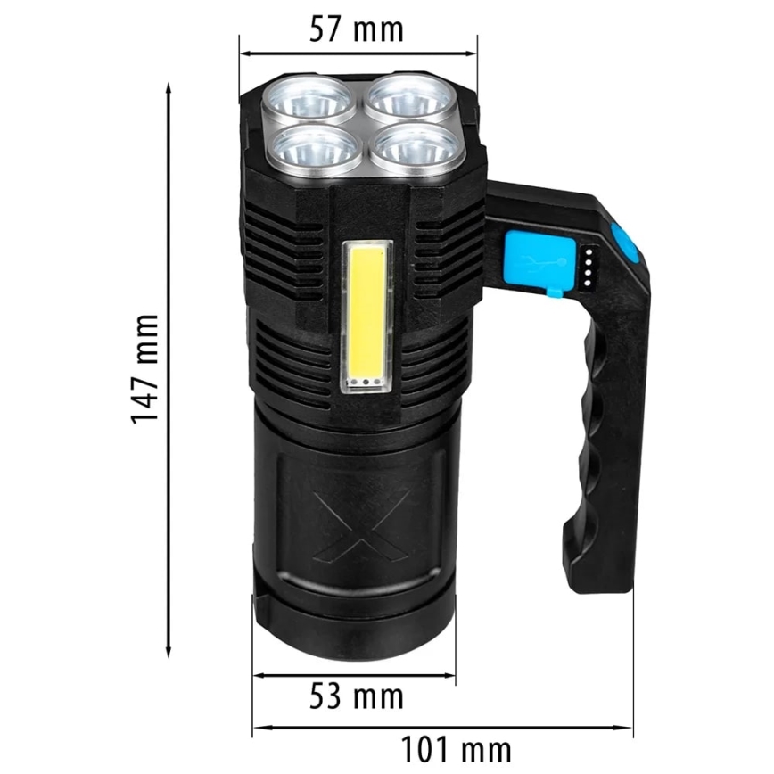 LED Prigušiva punjiva baterijska lampa LED/5V IPX4 250 Im 1200 mAh