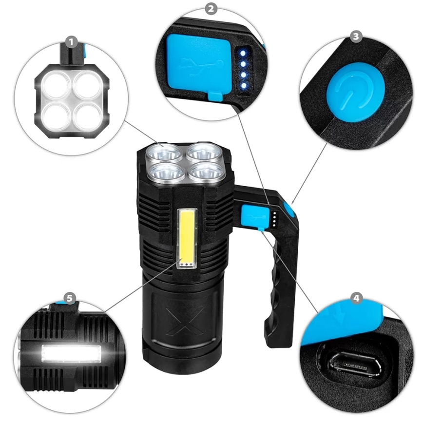 LED prigušiva punjiva baterijska lampa LED/5V IPX4 250 lm 1200 mAh