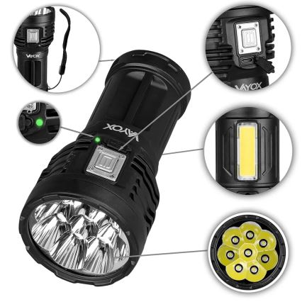 LED Prigušiva punjiva baterijska lampa LED/5V IPX4 600 Im 1200 mAh