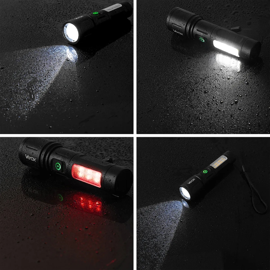 LED Prigušiva punjiva baterijska lampa sa crveno svetlo LED/5W/5V IPX4 260 Im 2000 mAh
