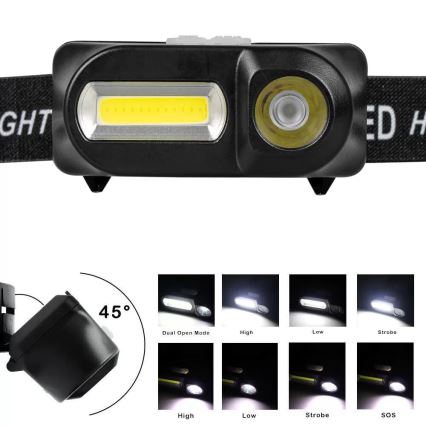 LED Prigušiva punjiva čeona lampa 2xLED/5V IP44 210 Im 2000 mAh