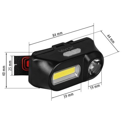 LED Prigušiva punjiva čeona lampa 2xLED/5V IP44 210 Im 2000 mAh