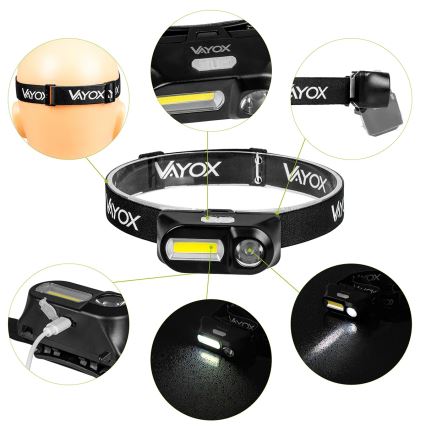 LED Prigušiva punjiva čeona lampa 2xLED/5V IPX4 250 Im 2000 mAh