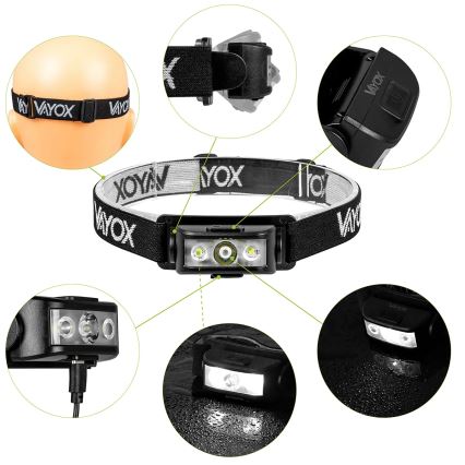 LED Prigušiva punjiva čeona lampa 3xLED/5V IPX4 100 Im 1200 mAh