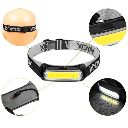 LED Prigušiva punjiva čeona lampa LED/5V IPX4 300 Im 1200 mAh