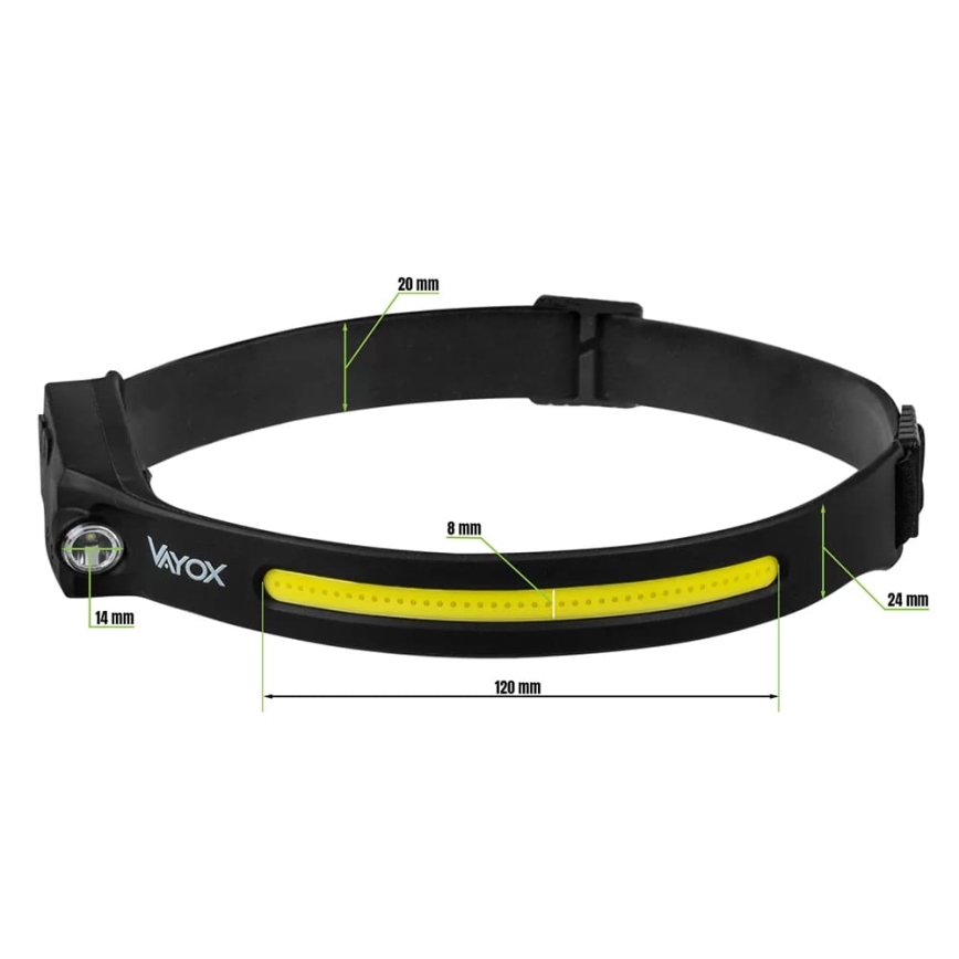 LED Prigušiva punjiva čeona Lampa sa senzorom 2xLED/5V IP44 350 Im 1200 mAh