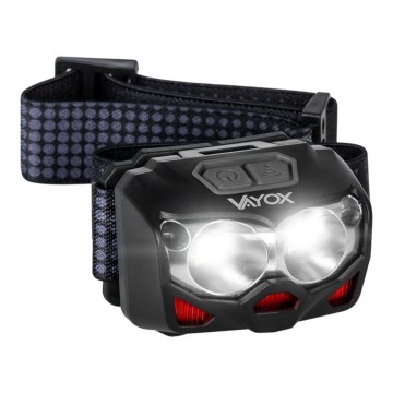 LED Prigušiva punjiva čeona Lampa sa senzorom i crveno svetlo 2xLED/5W/5V/3xAAA IP65 500 Im 1200 mAh