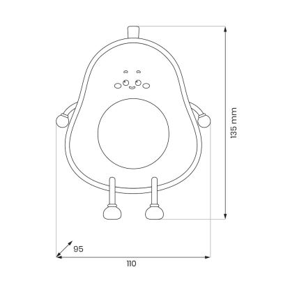 LED prigušiva punjiva dodirna dečije noćno svetlo AVOCADO LED/1W/5V 1200 mAh