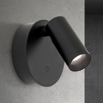 LED prigušiva punjiva dodirna zidna spot svetiljka LUXY LED/1W/5V 2200 mAh 2700/3000/4000K crna