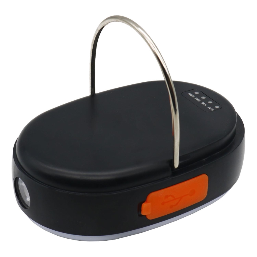 LED Prigušiva punjiva lampa sa funkcijom powerbank-a K4 LED/1W/5V 3000-6500K IPX4 4000 mAh crno